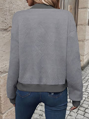Solid Color Zipper Long Sleeves Bomber Jacket