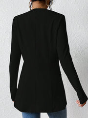Single Button Solid Color Long Sleeve Jacket