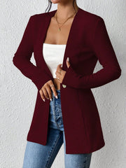 Single Button Solid Color Long Sleeve Jacket