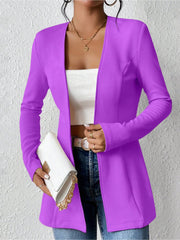 Single Button Solid Color Long Sleeve Jacket