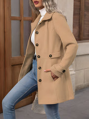Women's Lapel Long Sleeve Button Down Solid Color Jacket