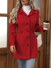Women's Lapel Long Sleeve Button Down Solid Color Jacket