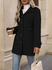 Women's Lapel Long Sleeve Button Down Solid Color Jacket