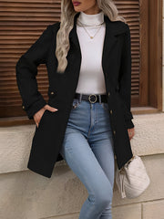Women's Lapel Long Sleeve Button Down Solid Color Jacket