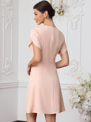 V Neck Petal Sleeve Casual Midi Dress