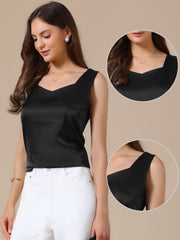 Satin V Neck Dressy Casual Sleeveless Silky Camisole Top