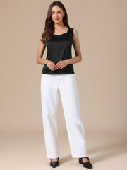 Satin V Neck Dressy Casual Sleeveless Silky Camisole Top