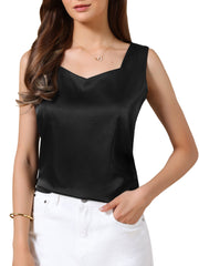 Satin V Neck Dressy Casual Sleeveless Silky Camisole Top
