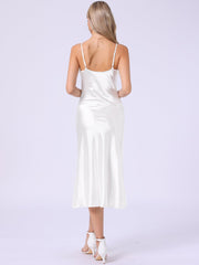 Satin Sleeveless Spaghetti Strap Maxi Dress