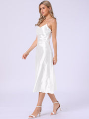 Satin Sleeveless Spaghetti Strap Maxi Dress