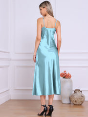 Satin Sleeveless Spaghetti Strap Maxi Dress