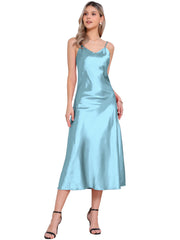 Satin Sleeveless Spaghetti Strap Maxi Dress