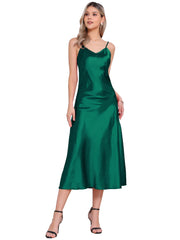 Satin Sleeveless Spaghetti Strap Maxi Dress