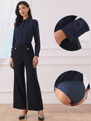 Long Sleeve Leotard Shirt Business Work Button Down Bodysuit