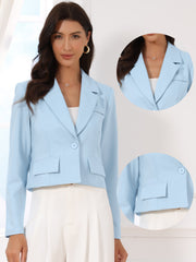 Lapel Collar Work Office Long Sleeve Cropped Blazer