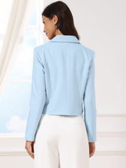 Lapel Collar Work Office Long Sleeve Cropped Blazer