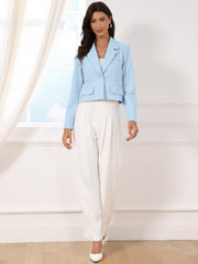 Lapel Collar Work Office Long Sleeve Cropped Blazer