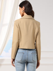 Lapel Collar Work Office Long Sleeve Cropped Blazer