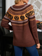 Halloween Pumpkin Long Sleeve Pullover Sweater