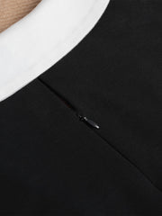 Contrast Color Short Sleeves Work Midi Sheath Dress