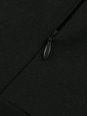 Bow Button Decor 3/4 Sleeves Work Midi Sheath Dress