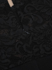 Lace Patchwork 3/4 Sleeves Midi Sheath Dress