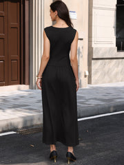 Sleeveless Pockets Casual Maxi A-Line Dress