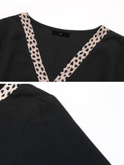 Long Sleeves Leopard Print Patchwork Blouse