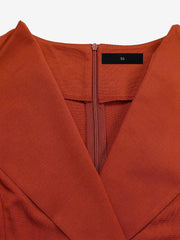 Lapel 3/4 Sleeves Belted Midi Sheath Dress