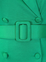 Notched Lapel Double-breasted Belted Midi Dress