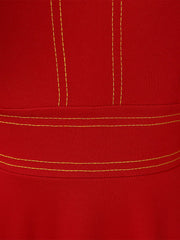 Round Neck 3/4 Sleeves A-Line Midi Work Dress