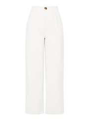 Casual Wide Leg Elastic Waist One Button Pocketed Pants