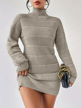 Turtleneck Long Sleeves Knitted Mini Sweater Dresss