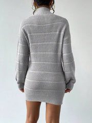 Turtleneck Long Sleeves Knitted Mini Sweater Dresss