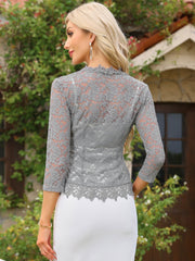 Floral Lace Evening 3/4 Sleeves Formal Elegant Bolero Shrugs
