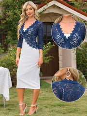 Floral Lace Evening 3/4 Sleeves Formal Elegant Bolero Shrugs
