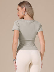 Stretchy Workout Short Sleeve Running Gym Athletic Quick Dry Tops