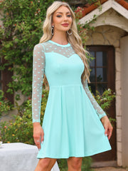 Heart Mesh Sheer Long Sleeve Gothic Cocktail Skater Mini Dress