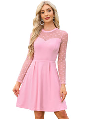 Heart Mesh Sheer Long Sleeve Gothic Cocktail Skater Mini Dress