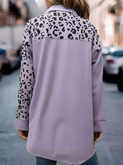 Leopard Print Patchwork Long Sleeves Shirt Shackets