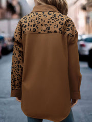 Leopard Print Patchwork Long Sleeves Shirt Shackets