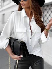 Solid Color Long Sleeve Button Down Shirt