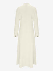 Solid Color Collared Long Sleeve Pockets Slit Dress