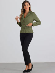 Faux Suede Lapel Collar Cowgirl 2 Button Blazer Jacket