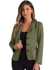 Faux Suede Lapel Collar Cowgirl 2 Button Blazer Jacket