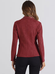 Faux Suede Lapel Collar Cowgirl 2 Button Blazer Jacket