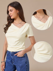 Short Sleeves Ruched Going Out Cropped Blouse