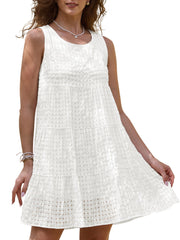 Gingham Sundress Sleeveless Plaid Flowy Swing Tiered Dress