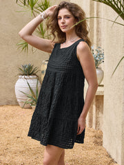 Gingham Sundress Sleeveless Plaid Flowy Swing Tiered Dress