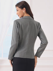 Houndstooth Notched Lapel One Button Office Work Blazer
